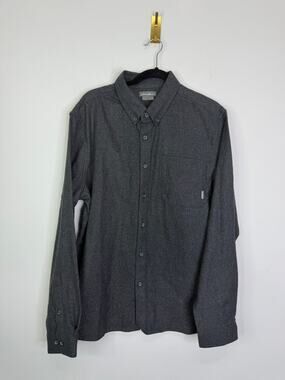 Eddie Bauer Gray Flannel Button Down Shirt Size XL
